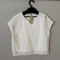 COMME CA 新品　オフホワイト 総レース　カットソー　ブラウス