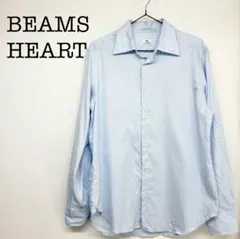 ビームスハート 長袖 シャツ トップス ブルー コットン100%