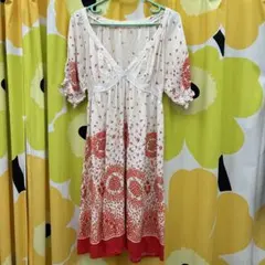 グリーンノート　大きいサイズ　ワンピース　赤15号　XXL