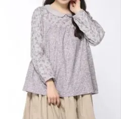 タグ付き新品　サマンサモスモス　花柄切り替え襟付きブラウス　ラベンダー　SM2