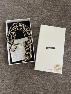 新品CASETiFYスマホショルダーレザーチェーンブラックケースティファイカード