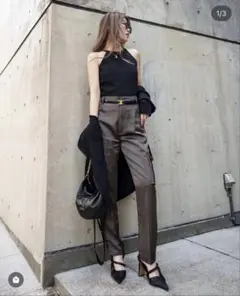完売商品】シンセティックレザープレスパンツ BLK クロコ 36サイズ