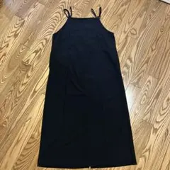 シンプル ブラック キャミワンピース ロング丈