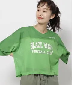 新品タグ付き　niko and... メッシュ フットボールTシャツ グリーンのサムネイル