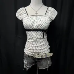 ウィッシュコア　y2kグランジ　水玉　ドット　ピチT リボン　レース　平成ギャル