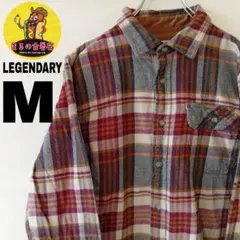 USA古着 LEGENDARY　ネルシャツM　ワインレッドベージュ　チェック