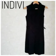 INDIVI ノースリーブワンピース　黒　ブラック　きれいめのサムネイル
