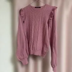 INGNI フリル付きピンクニットセーター