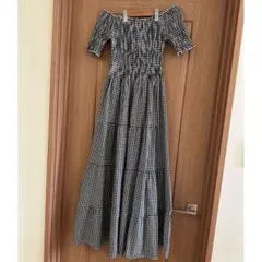 【最終お値下げ】オフショルダー チェック柄 ロングワンピース M