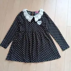 SISTERJENNI 黒 ドット柄ワンピース　140