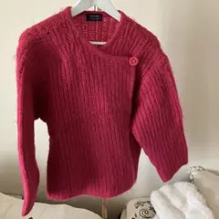 お値下げ　ショッキングピンク　モヘヤカーディガンセーター