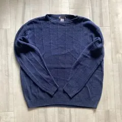 90s ラミーコットンニット XL ネイビー 立体編み ゆるだぼ メンズ 古着のサムネイル