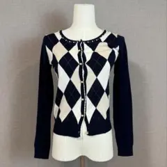 vino rouge アーガイル柄 カーディガン ネイビー