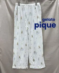 i163＊ ジェラートピケ ルームウェア くま柄 パンツ サイズF