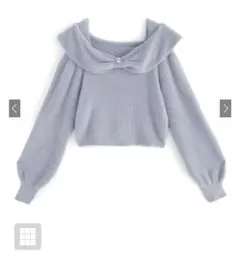 GRL リボンカラーフェザーニットトップス 水色