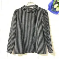 LOUIS JOONE ストライプ パフスリーブ 比翼ボタン おしゃれ襟