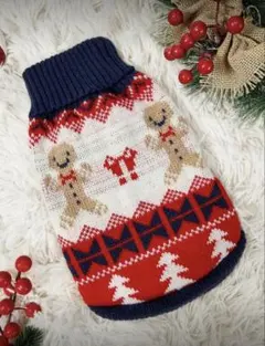 クリスマスデザインのニット犬服