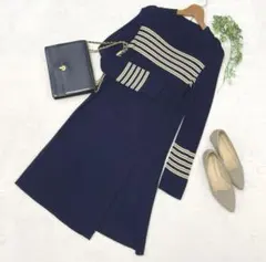 Gabardine K.T ネイビー　ニットワンピース　スリット　Mサイズ