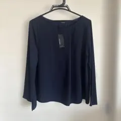 momo様専用、未使用ダークネイビー ゆったりスリットスリーブ長袖 ブラウス