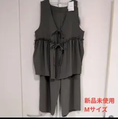 しまむら セットアップ ジレ ベスト パンツ カーキ Mサイズ 新品