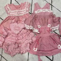 Shirley Temple ピンク 全部ギンガムチェック ワンピースロンパースのサムネイル