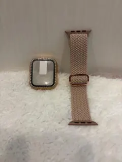 Applewatch ケース バンド ピンクゴールドケース ベージュバンド