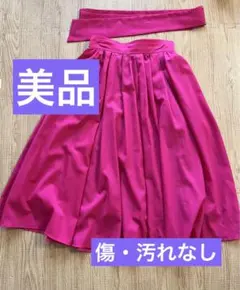 【美品】通年　フレアスカート ドレープ　ビビッド　ピンク