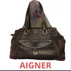 【美品】AIGNER アイグナー ショルダーバッグ レザー 本革 ブラウン 茶色