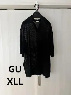メッシュニットポロシャツ　ブラック XLのサムネイル