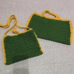 ハンドメイド　手作り　毛糸トートバック2つ