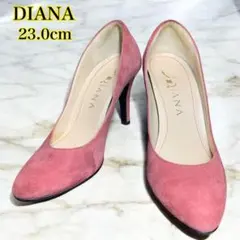 DIANA パンプス　ポインテッドトゥ　ピンヒール　スエード　レッド　23.0