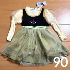 ディズニー　アナ雪　アナ　なりきりワンピース　新品　ドレス90 Littc