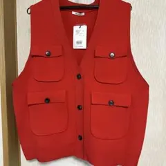 niko and… 新品！レッド ニットベスト Mサイズ フロントポケット付き