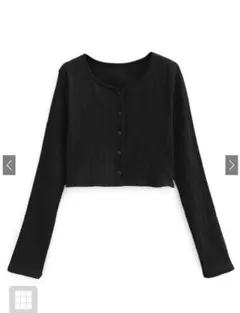GRLクロップド丈リブカーディガン ブラック [dk1367]