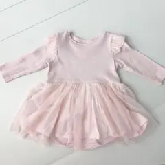 ベルメゾン　チュール切替えベビーワンピース　ピンク　80cm