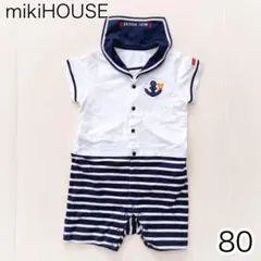 【極美品】mikiHOUSE ミキハウス セーラー襟ロンパース 80cmのサムネイル