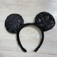 ミッキーマウス 耳 カチューシャ 黒 スパンコール パルパルーザ　ミニパル　制服