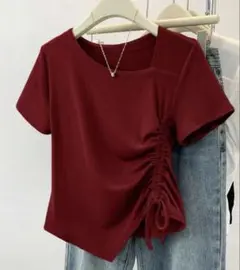 SHEIN バーガンディ 半袖トップス