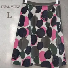 美品✨DUAL VIEW 【L】 フレアスカート 上品　綺麗め　可愛い　ドット柄のサムネイル