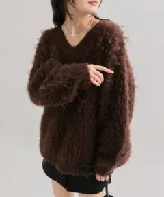 【新品未使用】ダークブラウン Vネック セーター mystic