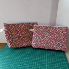 ２点セット　花柄ポーチ＆花柄キルティングポーチ☆ハンドメイド