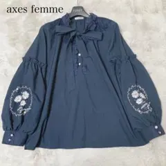 （168）axes femme 袖刺繍　首元フリル　ブラウス