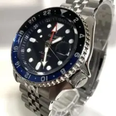 極美品 SEIKO 5スポーツ 自動巻き 24石 デイデイト 青文字盤 腕時計