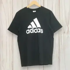 【アディダス 半袖ビッグロゴTシャツ】 ロゴ刺繍 M 黒 adidas 古着
