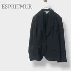 【エスプリミュール】テーラードジャケット　オフィス　通勤　ブラック　1ボタン