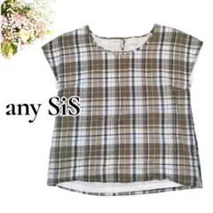 any SiS　シャツ　ブラウス　ビーズ　チェック柄　春夏　Mサイズのサムネイル