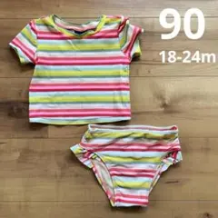 baby gap 女の子セパレート水着　半袖　カラフルボーダー柄　90cmくらい