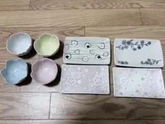 新品未使用！小皿 8枚セット 花型 豆皿 長角皿