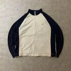 90s古着NIKEトラックジャケット刺繍口ゴスウッシュジャージホワイトDB277