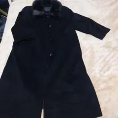 Cashmere 黒 ファー襟付きコート フリーサイズ